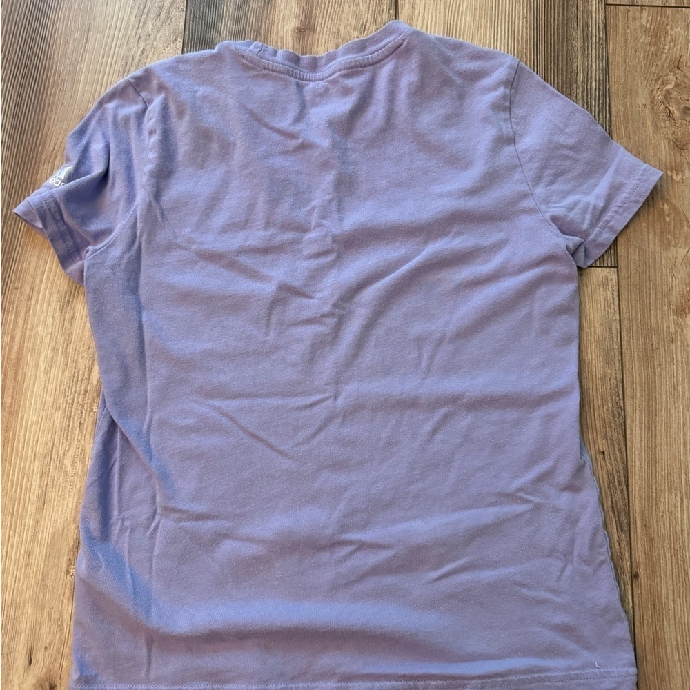 Adidas Girls' Small T-Shirt Cotton Purple Short Sleeve - Picture 6 of 8